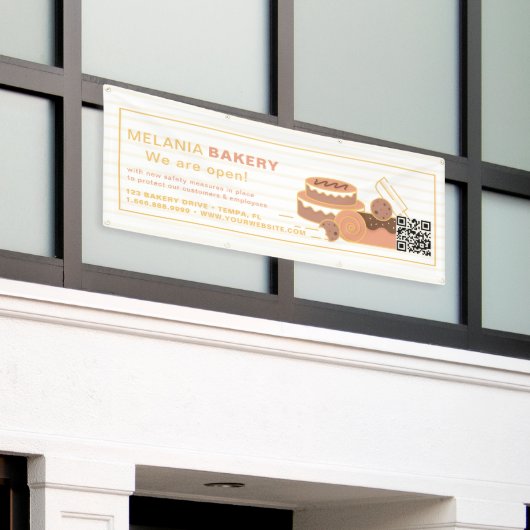 Schöne Bäckereibanner mit QR-Code | Banner (Äußeres Gebäude)