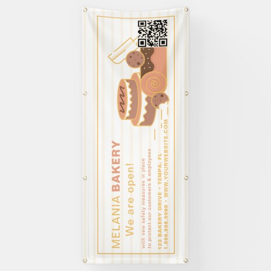 Schöne Bäckereibanner mit QR-Code | Banner (Vertikal)