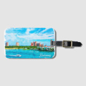 Schöne Bahamas Karibik Ferienlandschaft Gepäckanhänger (Vorderseite (Horizontal))