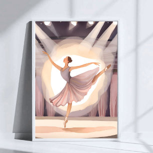 Schöne Ballerina   Ballett Kunst Tanz Aquarell Poster