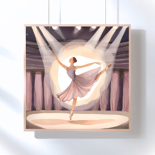 Schöne Ballerina   Ballett Kunst Tanz Aquarell Poster