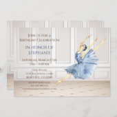 Schöne Ballerina im Ballettstudio Geburtstag Einladung (Vorne/Hinten)