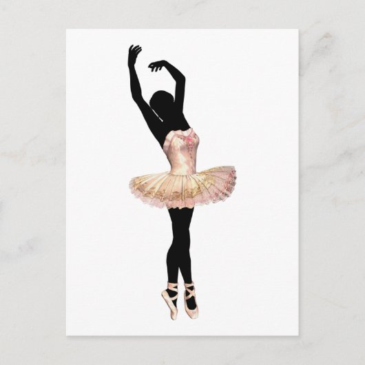 Schöne Ballerina in Rosa Postkarte (Vorderseite)