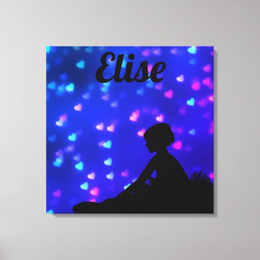 Schöne Ballerina mit schwimmenden Herzen Leinwanddruck (Vorderseite)