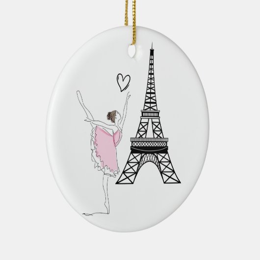 Schöne Ballerina und Eiffelturm Tanzballett Keramik Ornament (Rechts)