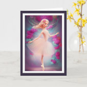 Schöne Ballerina und Rose Ballett Tanz Karte (Gelbe Blume)