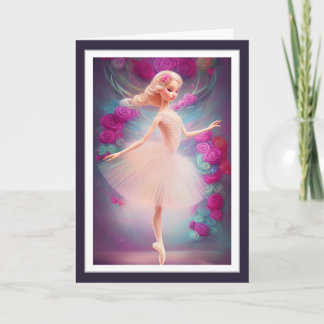 Schöne Ballerina und Rose Ballett Tanz Karte
