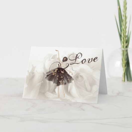 Schöne Ballerina, Weißrosen Valentinstag H Feiertagskarte (Vorderseite)