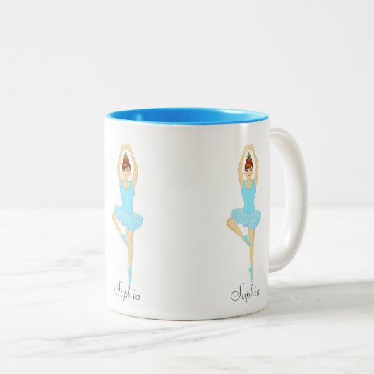 Schöne Balletttänzerin hellblau gekleidet Zweifarbige Tasse (VorderseiteRechts)
