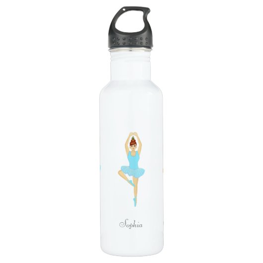 Schöne Balletttänzerin helltürkis gekleidet Edelstahlflasche (Vorderseite)