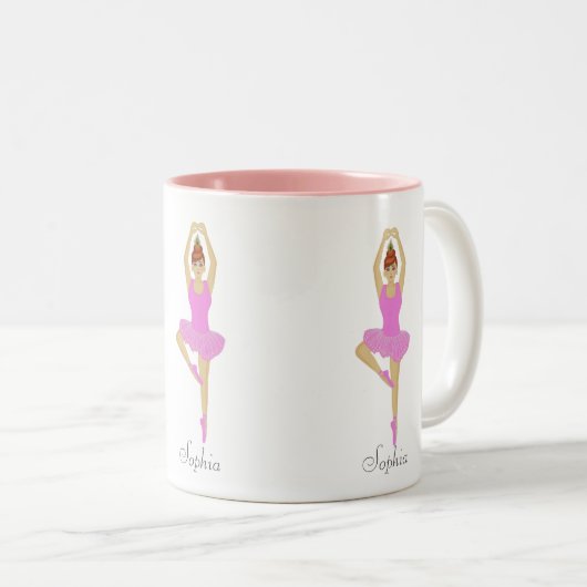 Schöne Balletttänzerin in hellrosa gekleidet Zweifarbige Tasse (VorderseiteRechts)