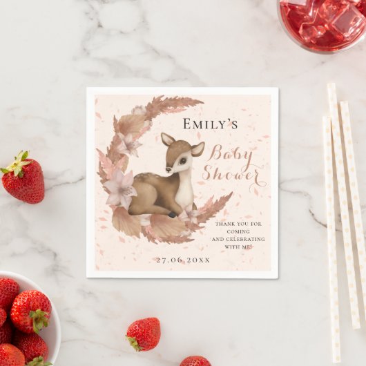 Schöne Bambi & Blume Pastel Pink Babydusche Serviette (Beispiel)