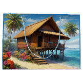 Schöne Bambushütte am Strand von Tropical Island Große Geschenktüte (Rückseite)