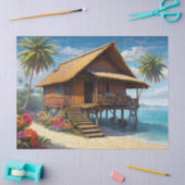 Schöne Bambushütte am Strand von Tropical Island Seidenpapier (Basteln)