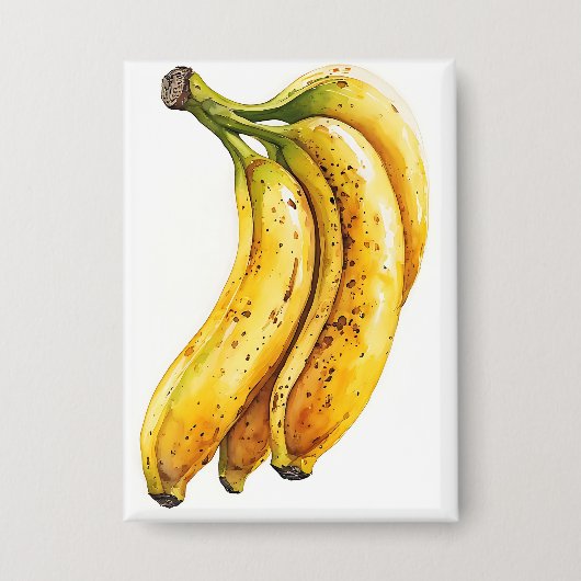 Schöne Bananen-Wasserfarben-Kunst Button (Vorderseite)