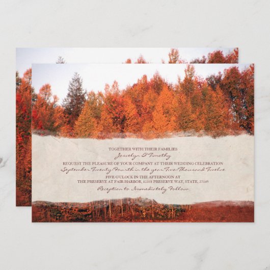 Schöne Bäume im Herbst Hochzeitsfeiern Einladung (Vorne/Hinten)