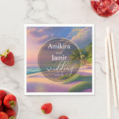 Schöne Beach Background Glitzer Gold Wedding Serviette (Beispiel)