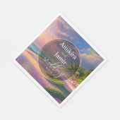 Schöne Beach Background Glitzer Gold Wedding Serviette (Ecke)