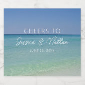Schöne Beach Fotografie Wedding Custom Cheers Schaumweinetikett (Einzelnes Label)