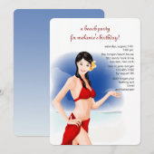 Schöne Beach Girl Einladung (Vorne/Hinten)