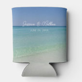 Schöne Beach Horizon Personalisierte Hochzeit Dosenkühler (Rückseite)