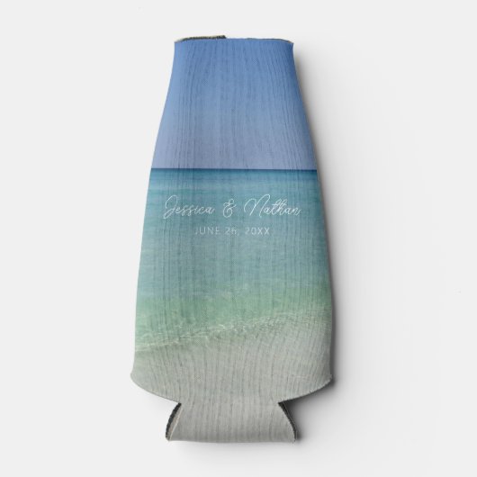 Schöne Beach Horizon Personalisierte Hochzeit Flaschenkühler (Vorderseite)