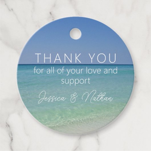 Schöne Beach Horizon Personalisierte Hochzeit Geschenkanhänger (Vorderseite)