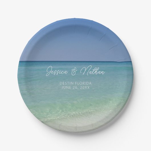 Schöne Beach Horizon Personalisierte Hochzeit Pappteller (Vorderseite)