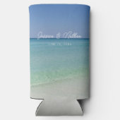 Schöne Beach Horizon Personalisierte Hochzeit Selters Dosenkühler (Rückseite)