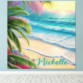 Schöne Beach Ocean Waves Muscheln Leinwanddruck (Insitu (Holzboden))