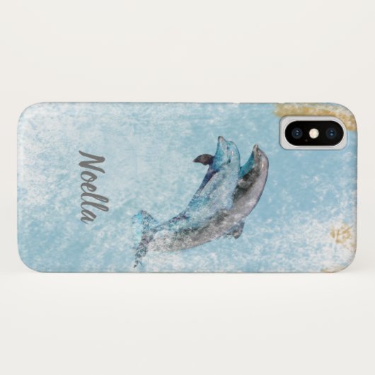 Schöne Beach Theme Jumping Dolphins Art Case-Mate iPhone Hülle (Rückseite (Horizontal))