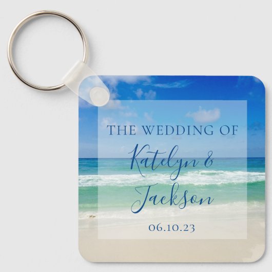 Schöne Beach Waves Fotografie Custom Wedding Schlüsselanhänger (Vorderseite)