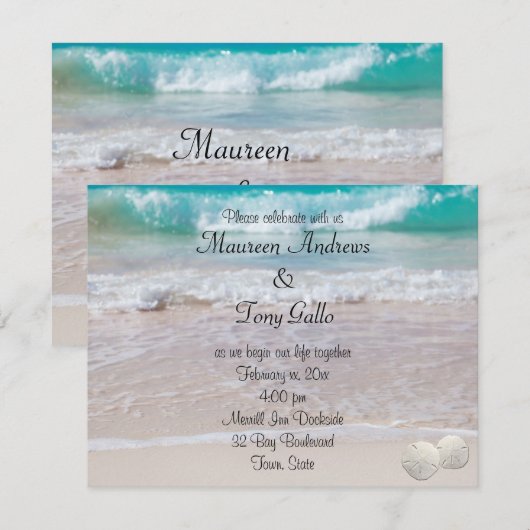 Schöne, Beach Wedding Einladung (Vorne/Hinten)