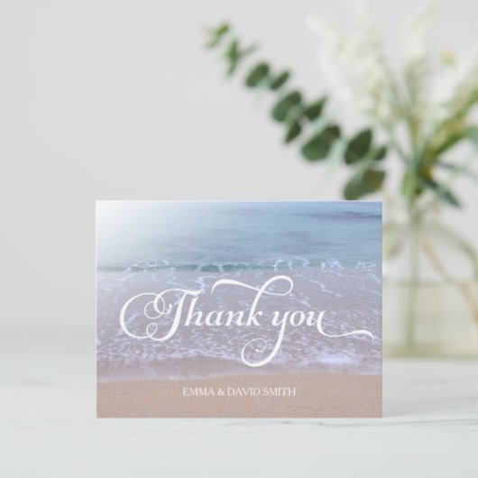 Schöne Beach Wedding Vielen Dank Postkarte (Stehend Vorderseite)