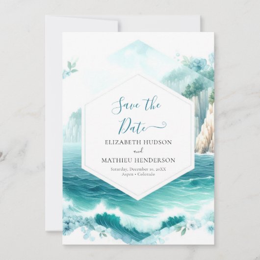 Schöne bearbeitbare Nautikhochzeit Save The Date (Vorderseite)