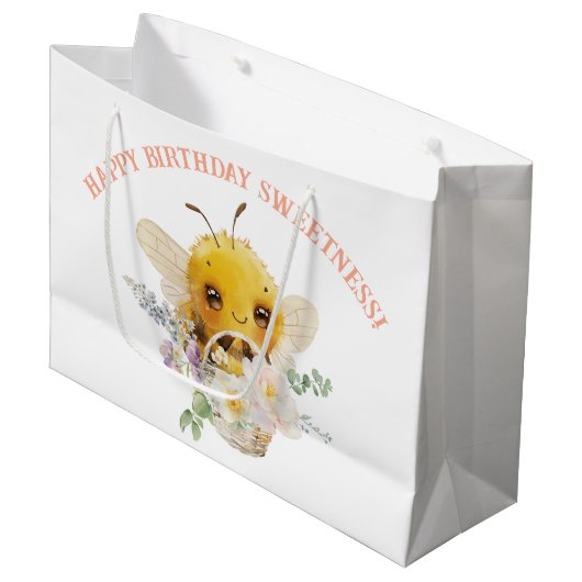 Schöne Bee große Geschenktasche Geschenktüte (Vorderseite Schrägansicht)