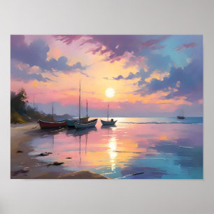 Schöne, beeindruckende Malerei am Meer Poster