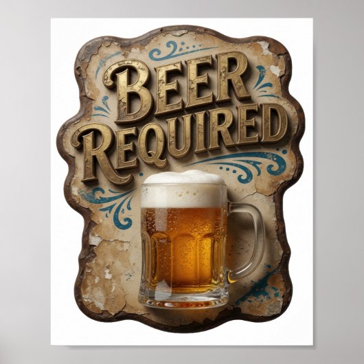 Schöne BEER REQUIRED Design Poster (Vorne)