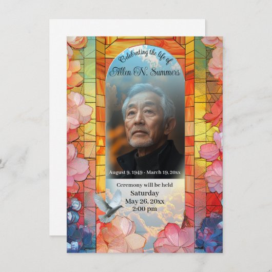 Schöne Beerdigungsankündigung, verkleidete Glaskar Begleitkarte (Vorne/Hinten)