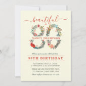 Schöne bei 80 Blumennummer Einladung (Vorderseite)