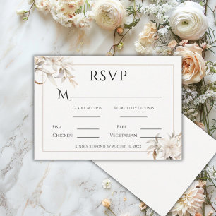 Schöne Beige Einfache Florale Moderne Hochzeit RSVP Karte