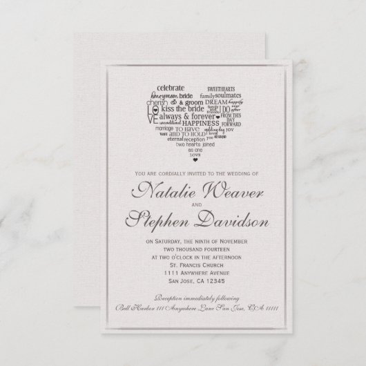 Schöne Beige Einladung (Vorne/Hinten)