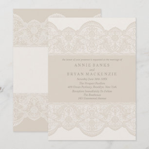 Schöne Beige Lace Wedding Einladungen