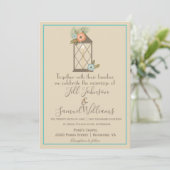 Schöne Beige und blaue Kerze Laternenhochzeit Einladung (Stehend Vorderseite)