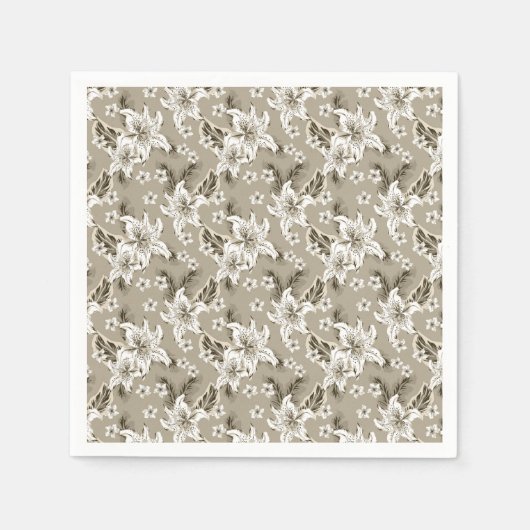 Schöne beigefarbene Blumenmuster Serviette (Vorderseite)