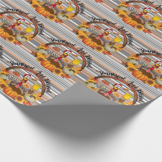 Schöne, beliebte Erntedank Herbstkollektion Geschenkpapier (Ecke)