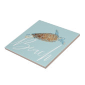 Schöne bemalte Meeresschildkröte mit Strand Fliese (Seite)