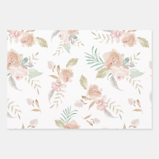 schöne, bemalte, weiche Blume Geschenkpapier Set (Vorderseite)