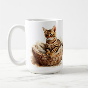 SCHÖNE BENGALISCHE KATTENLAGE IN BASKET KAFFEETASSE