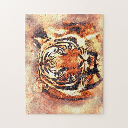 Schöne Bengalische Tigermalerei | Wildkatze Puzzle (Vertikal)